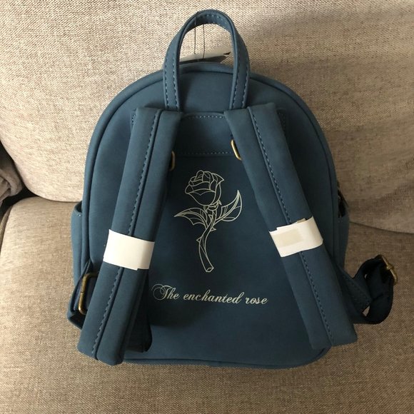 NWT Disney Loungefly Beauty & The Beast Stained Glass Rose Mini Backpack Rare - Picture 3 of 6